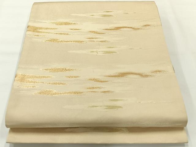平和屋着物◎太鼓柄袋帯　霞文　金糸　正絹　逸品　AABH8707uk
