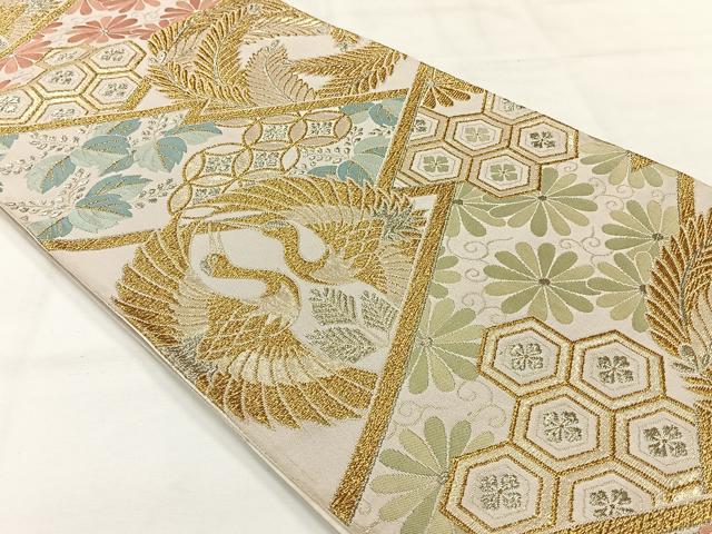 平和屋着物◎六通柄袋帯　花鳥文　金銀糸　正絹　逸品　AABH8709uk