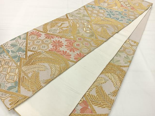 平和屋着物◎六通柄袋帯　花鳥文　金銀糸　正絹　逸品　AABH8709uk
