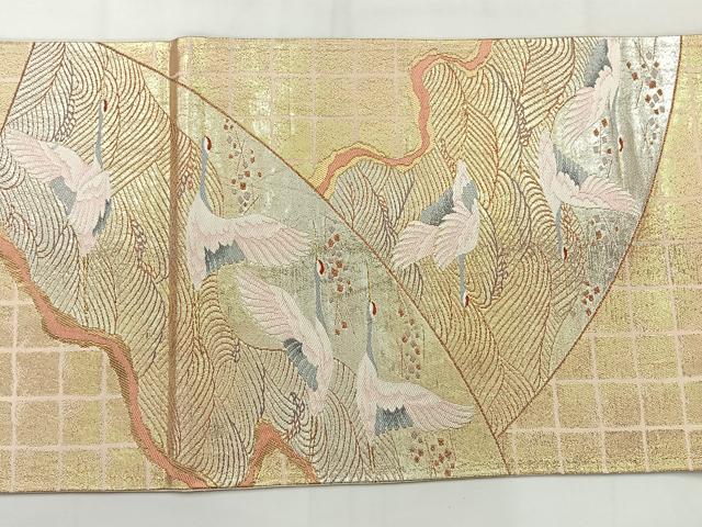 平和屋着物◎太鼓柄袋帯 飛鶴文 金糸 正絹 逸品 AABH8711uk