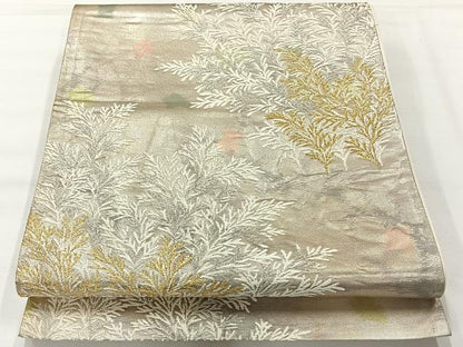 平和屋着物◎六通柄袋帯 草木文 金銀糸 正絹 逸品 AABH8715uk