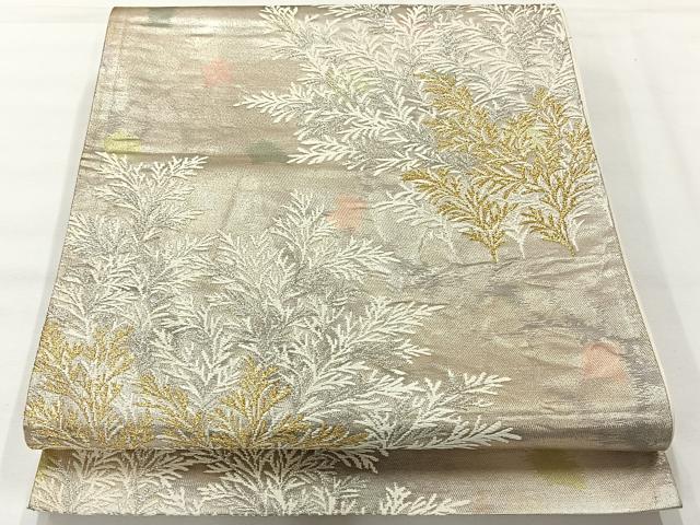 平和屋着物◎六通柄袋帯 草木文 金銀糸 正絹 逸品 AABH8715uk