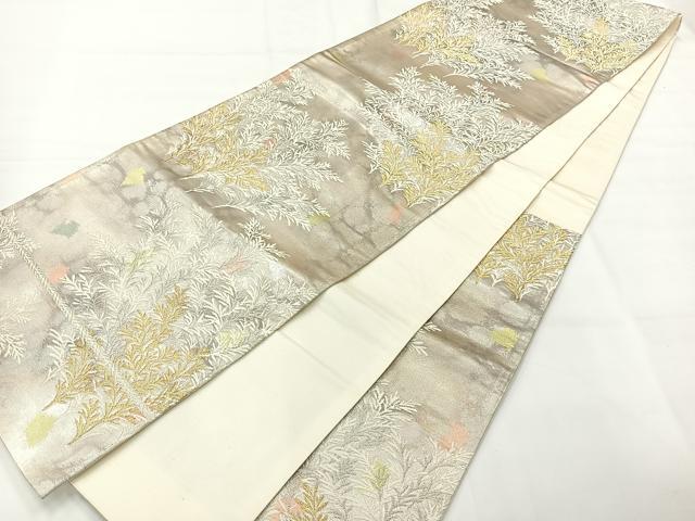 平和屋着物◎六通柄袋帯 草木文 金銀糸 正絹 逸品 AABH8715uk