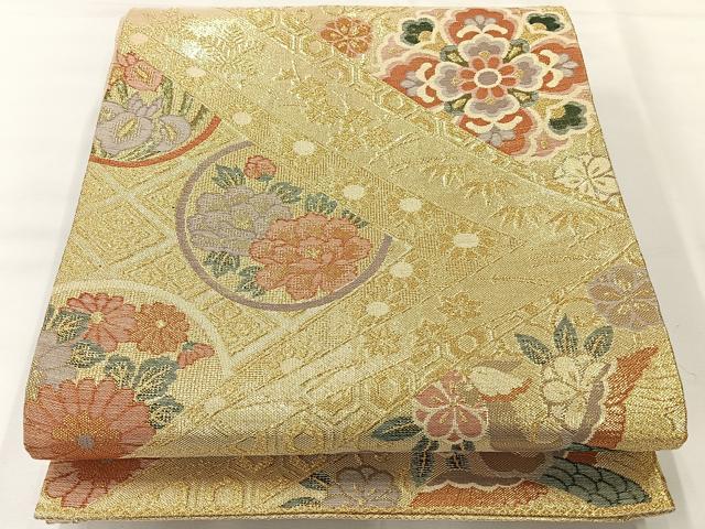 平和屋着物◎佐賀錦 六通柄袋帯 鳳凰花文 金糸 正絹 逸品 AABH8731uk