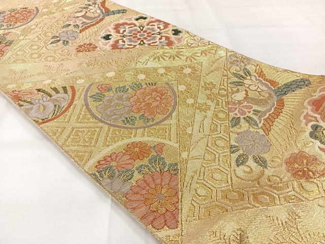 平和屋着物◎佐賀錦 六通柄袋帯 鳳凰花文 金糸 正絹 逸品 AABH8731uk