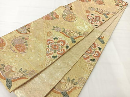 平和屋着物◎佐賀錦 六通柄袋帯 鳳凰花文 金糸 正絹 逸品 AABH8731uk