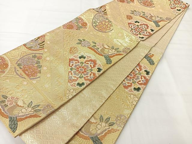 平和屋着物◎佐賀錦 六通柄袋帯 鳳凰花文 金糸 正絹 逸品 AABH8731uk