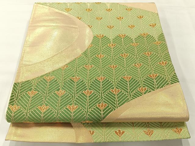 平和屋着物◎六通柄袋帯　唐織　松葉　金糸　正絹　逸品　AABH8735uk
