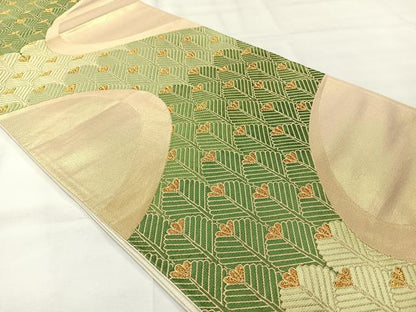 平和屋着物◎六通柄袋帯　唐織　松葉　金糸　正絹　逸品　AABH8735uk
