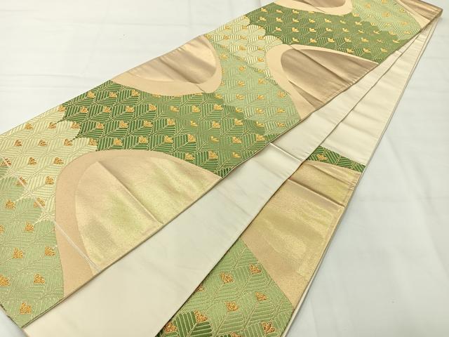 平和屋着物◎六通柄袋帯　唐織　松葉　金糸　正絹　逸品　AABH8735uk