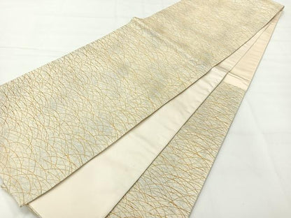 平和屋着物◎六通柄袋帯　芝文　金銀糸　正絹　逸品　AABH8736uk