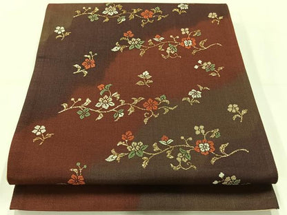 平和屋着物◎六通柄袋帯　唐織　花唐草文　金糸　正絹　逸品　AABH8737uk