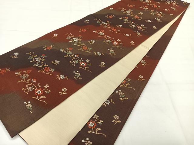 平和屋着物◎六通柄袋帯　唐織　花唐草文　金糸　正絹　逸品　AABH8737uk