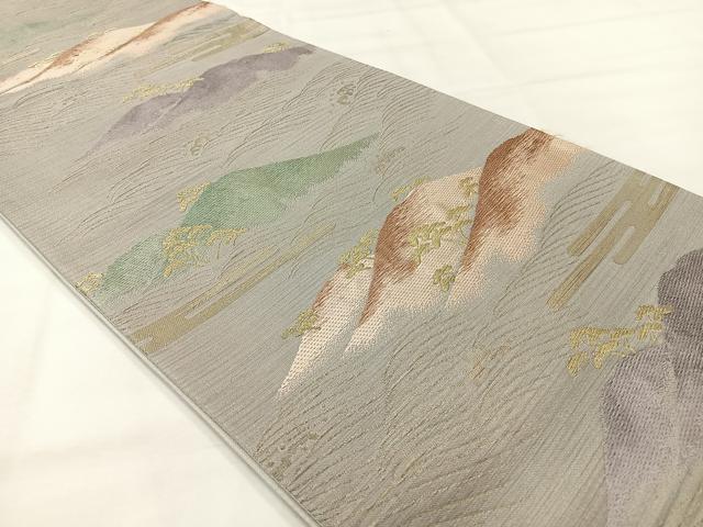 平和屋着物◎六通柄袋帯 唐織 風景文 金糸 正絹 逸品 AABH8738uk