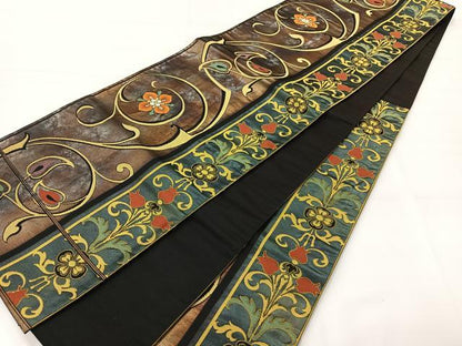 平和屋着物◎六通柄袋帯 唐織 花唐草文 金糸 引箔 正絹 逸品 AABH8739uk