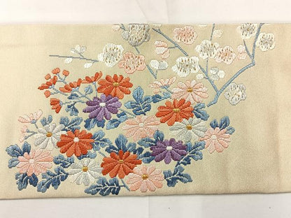 平和屋着物◎九寸名古屋帯　唐織　草花文　金銀糸　正絹　逸品　AABH8740uk