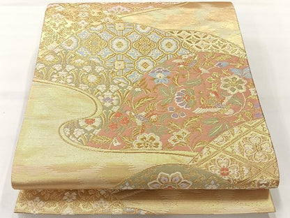 平和屋着物◎六通柄袋帯　唐織　飾彩文様錦　金糸　正絹　逸品　AABH8744uk