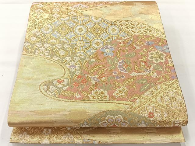 平和屋着物◎六通柄袋帯　唐織　飾彩文様錦　金糸　正絹　逸品　AABH8744uk