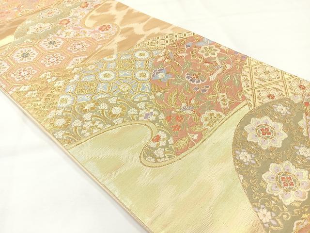 平和屋着物◎六通柄袋帯　唐織　飾彩文様錦　金糸　正絹　逸品　AABH8744uk