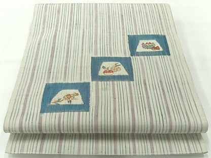 平和屋着物◎太鼓柄袋帯　紬地　成り物　正絹　逸品　AABH8757uk
