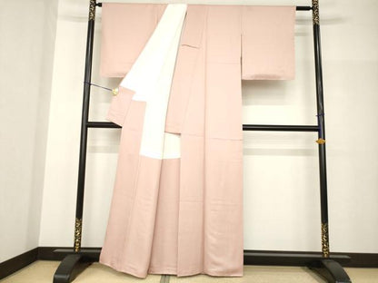 平和屋着物●上質な色無地　一斤染色　正絹　逸品　AABH8762ck