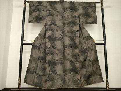 平和屋着物●お召　草花文　正絹　逸品　AABH8763ck