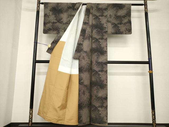 平和屋着物●お召　草花文　正絹　逸品　AABH8763ck