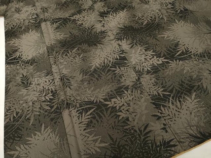 平和屋着物●お召　草花文　正絹　逸品　AABH8763ck