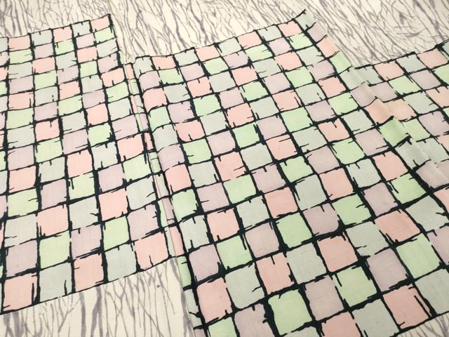 平和屋着物●訪問着　紬地　幾何学文様　正絹　逸品　AABH8764ck