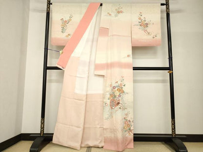 平和屋着物●訪問着　友禅　駒刺繍　花車文　暈し染め　高島屋扱い　正絹　逸品　AABH8765ck