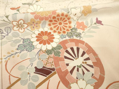 平和屋着物●訪問着　友禅　駒刺繍　花車文　暈し染め　高島屋扱い　正絹　逸品　AABH8765ck