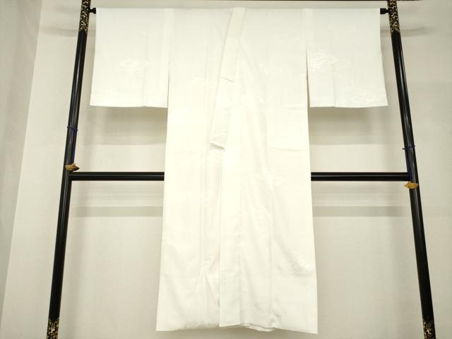 平和屋着物●長襦袢　袷　雲重ね花籬地紋　白色　洗える着物　AABH8766ck