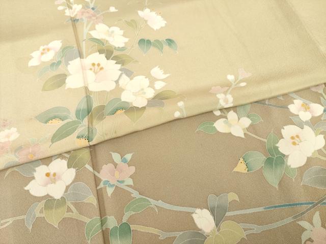 平和屋着物●訪問着　友禅　作家物　枝花文　暈し染め　正絹　逸品　AABH8767ck