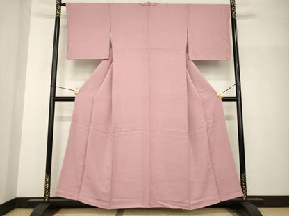 平和屋着物●染色作家　斉藤三才　色無地　退紅色　正絹　逸品　AABH8768ck