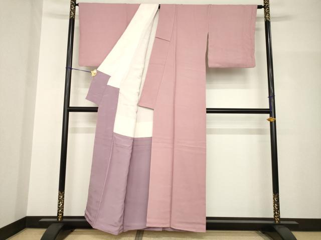 平和屋着物●染色作家　斉藤三才　色無地　退紅色　正絹　逸品　AABH8768ck 平和屋着物○染色作家 斉藤三才 色無地 退紅色 正絹 逸品 AABH8768ck