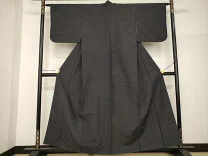 平和屋着物●上質な紬　十字絣　正絹　逸品　AABH8769ck