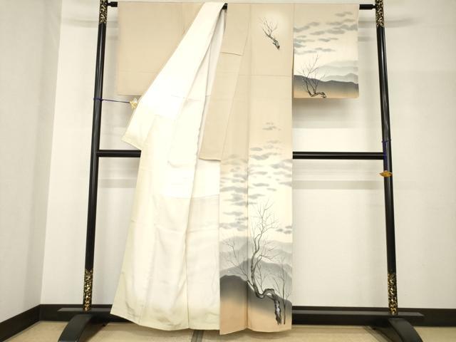 平和屋着物●訪問着　手描き　遠山風景文　暈し染め　正絹　逸品　AABH8770ck
