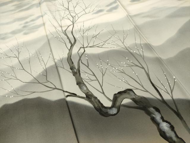 平和屋着物●訪問着　手描き　遠山風景文　暈し染め　正絹　逸品　AABH8770ck