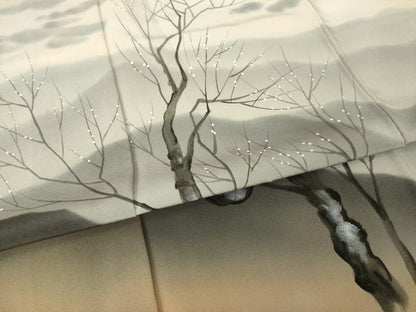 平和屋着物●訪問着　手描き　遠山風景文　暈し染め　正絹　逸品　AABH8770ck