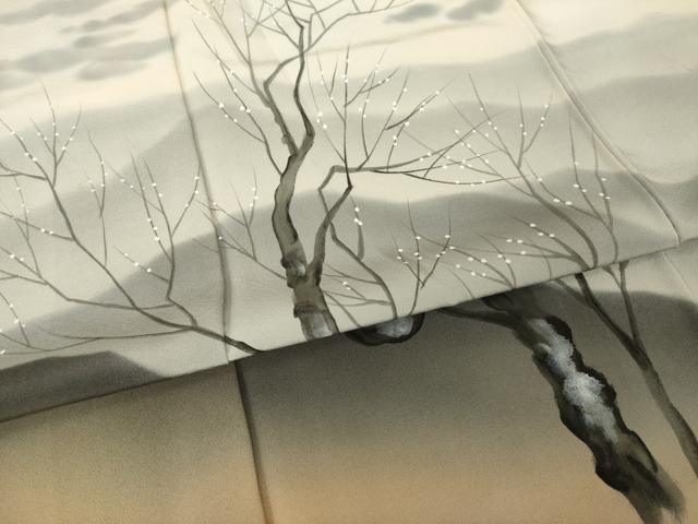 平和屋着物●訪問着　手描き　遠山風景文　暈し染め　正絹　逸品　AABH8770ck