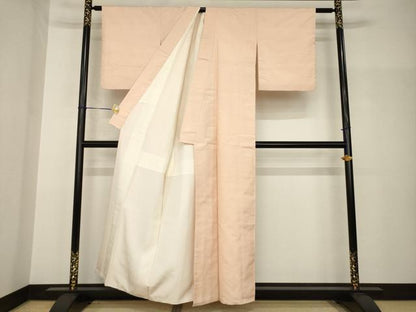 平和屋着物●上質な紬　色無地　宍色　正絹　逸品　AABH8774ck