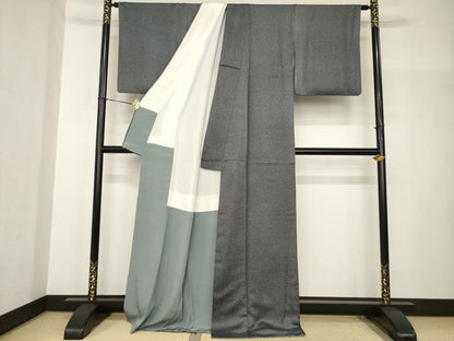 平和屋着物●染色作家　斉藤三才　小紋　大小あられ　正絹　逸品　AABH8778ck
