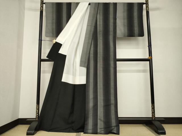 平和屋着物●上質な紬　間道　正絹　逸品　AABH8780ck