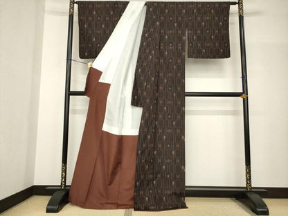 平和屋着物●上質な紬　琉球絣文様　正絹　逸品　AABH8785ck