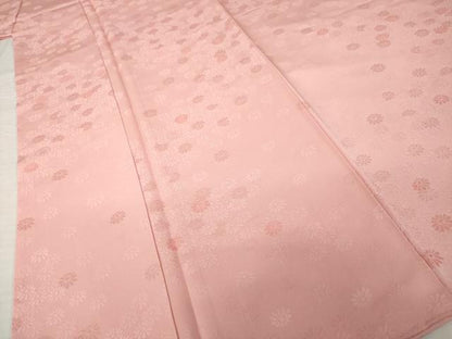平和屋着物●上質な色無地　舞花文　薄紅色　正絹　逸品　AABH8786ck