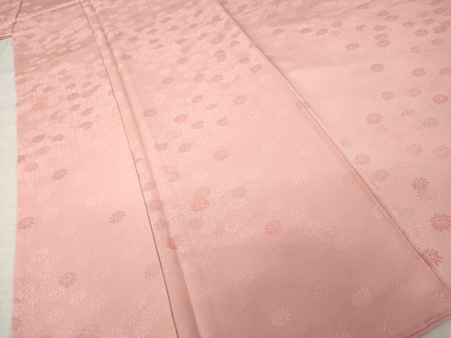 平和屋着物●上質な色無地　舞花文　薄紅色　正絹　逸品　AABH8786ck