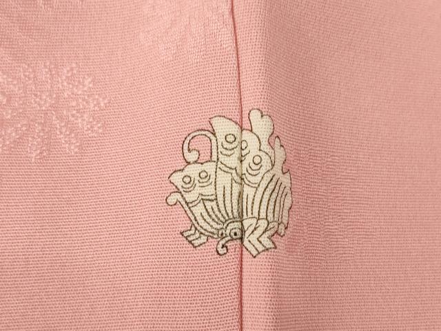平和屋着物●上質な色無地　舞花文　薄紅色　正絹　逸品　AABH8786ck