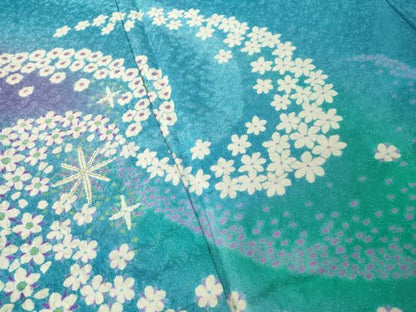 平和屋着物●豪華振袖　絞り　流水花文　金彩　銀通し地　正絹　逸品　AABH8788ck