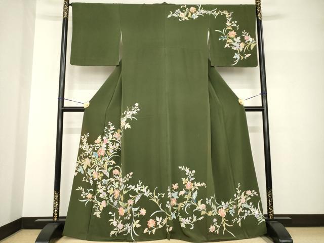 平和屋着物●訪問着　更紗花文　金彩　正絹　逸品　AABH8790ck
