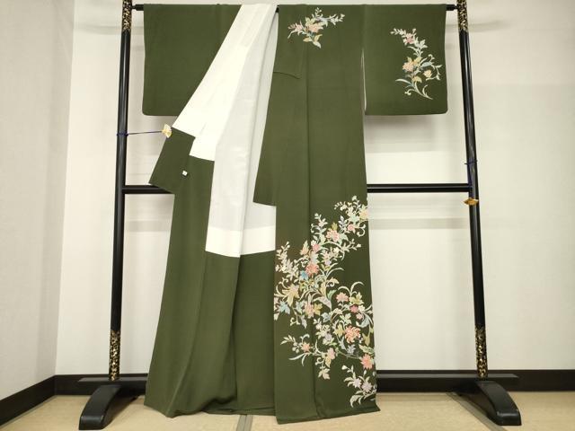 平和屋着物●訪問着　更紗花文　金彩　正絹　逸品　AABH8790ck
